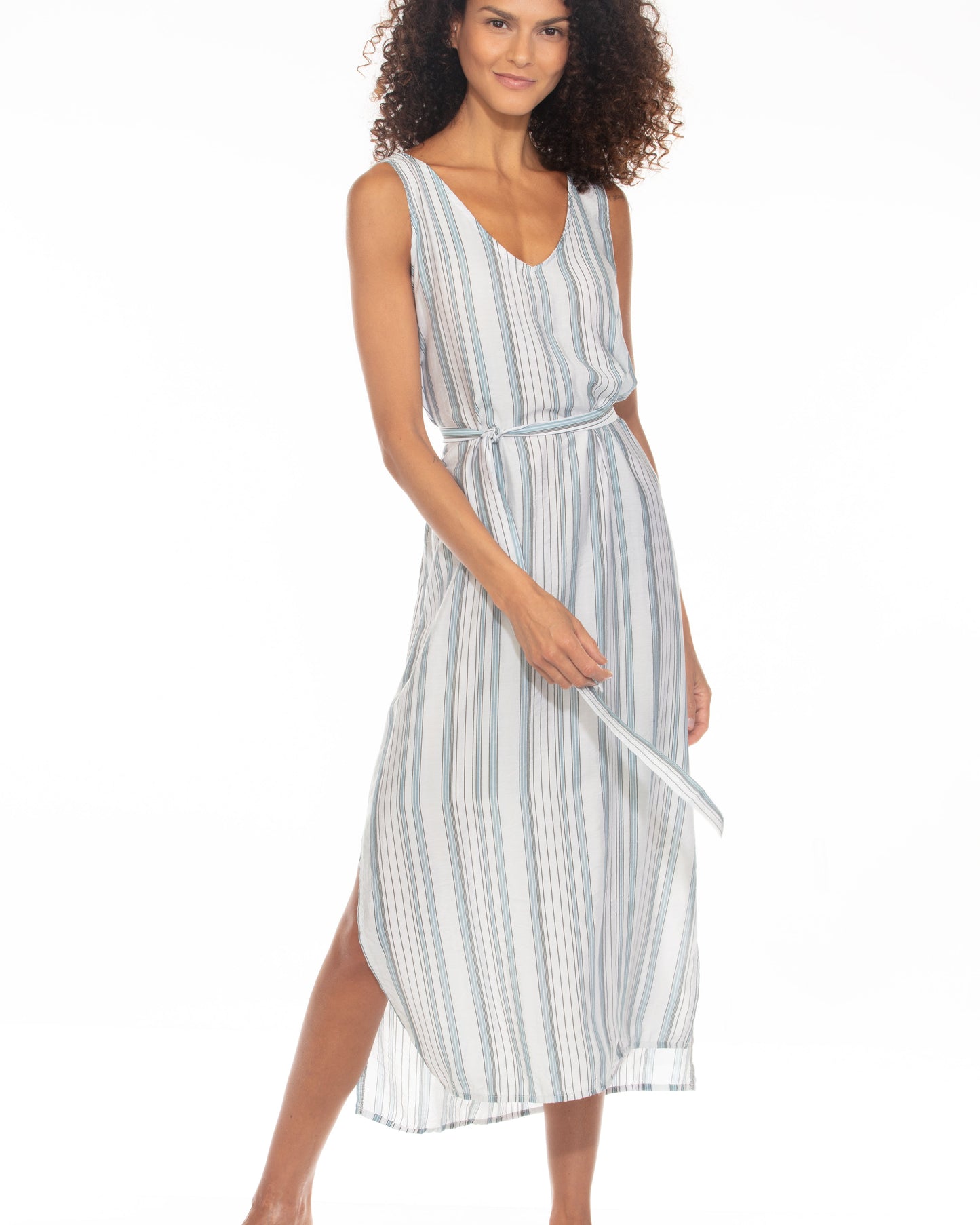 TROPIC SATIN CLAIRE VEE TANK DRESS