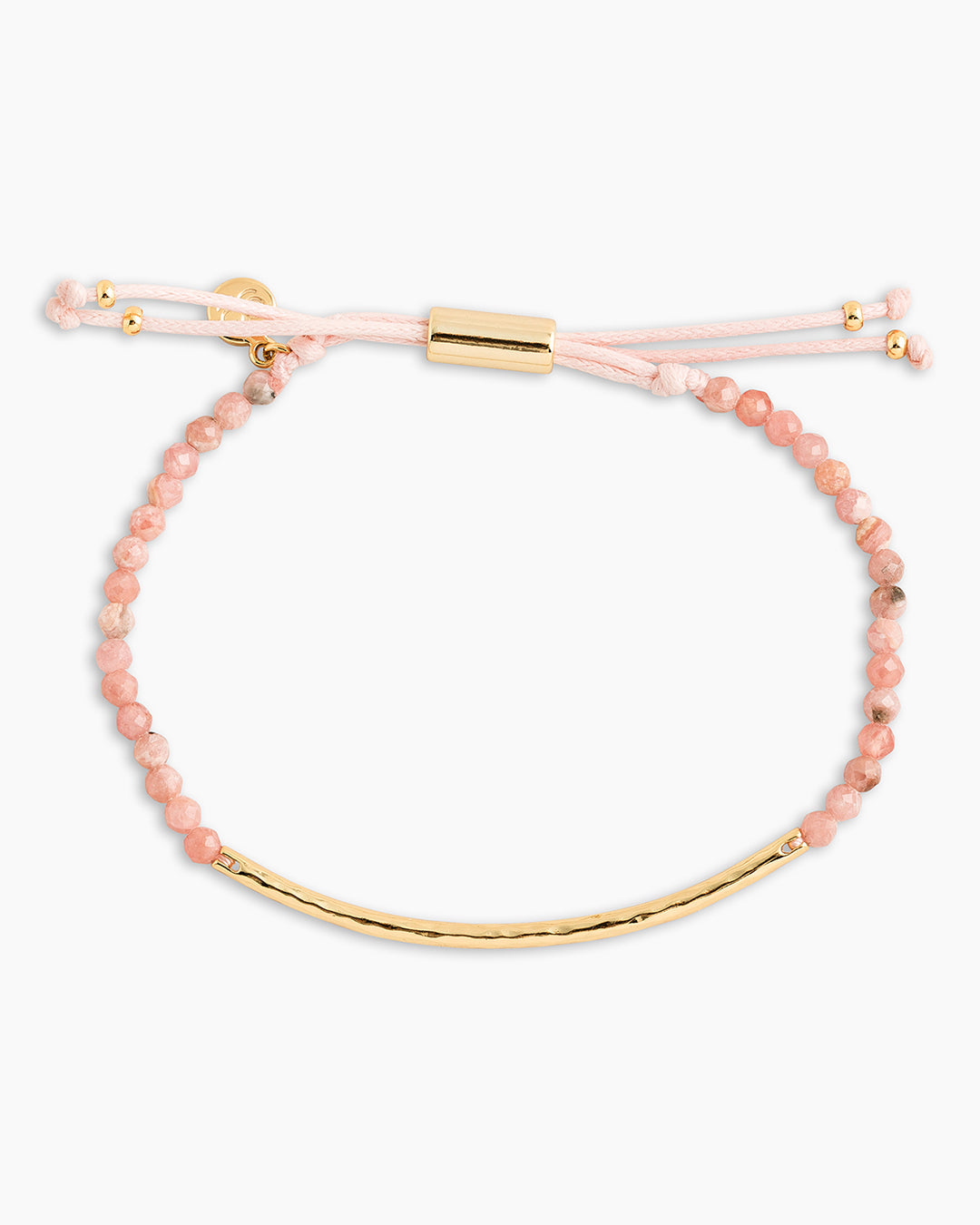 Gorjana Power Gemstone Aura Bracelet in Gold/Rhodochrosite for Compassion on a white background