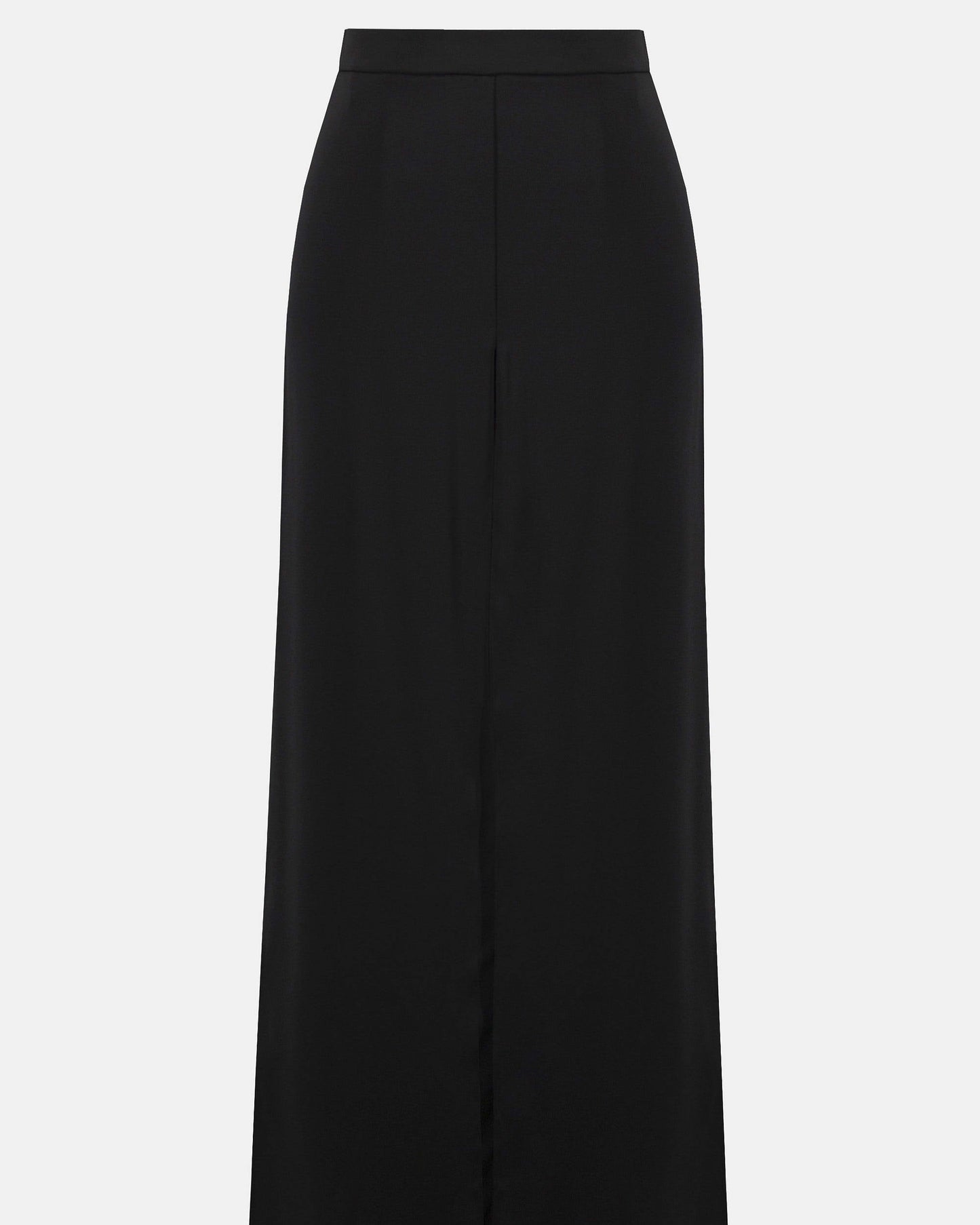 Black wide-leg pants on a white background