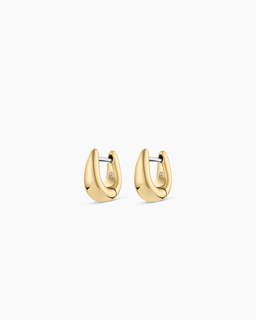 Gold hoop earrings on a white background
