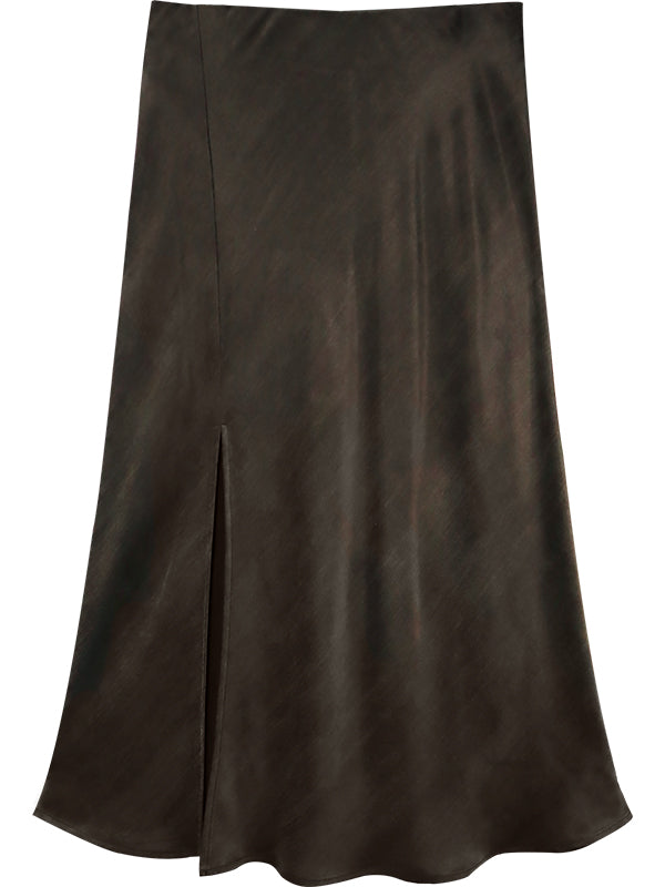 Fifteen Twenty Brielle Midi Skirt in color Brown on a white background.