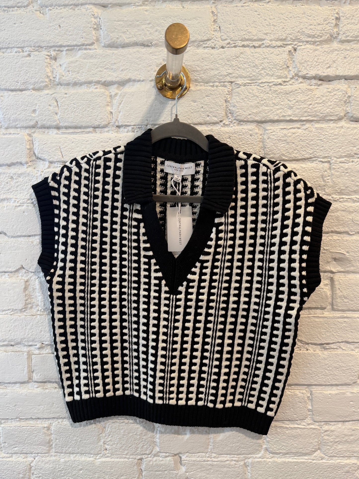 Skye Scallop Stitch Polo - Black/White