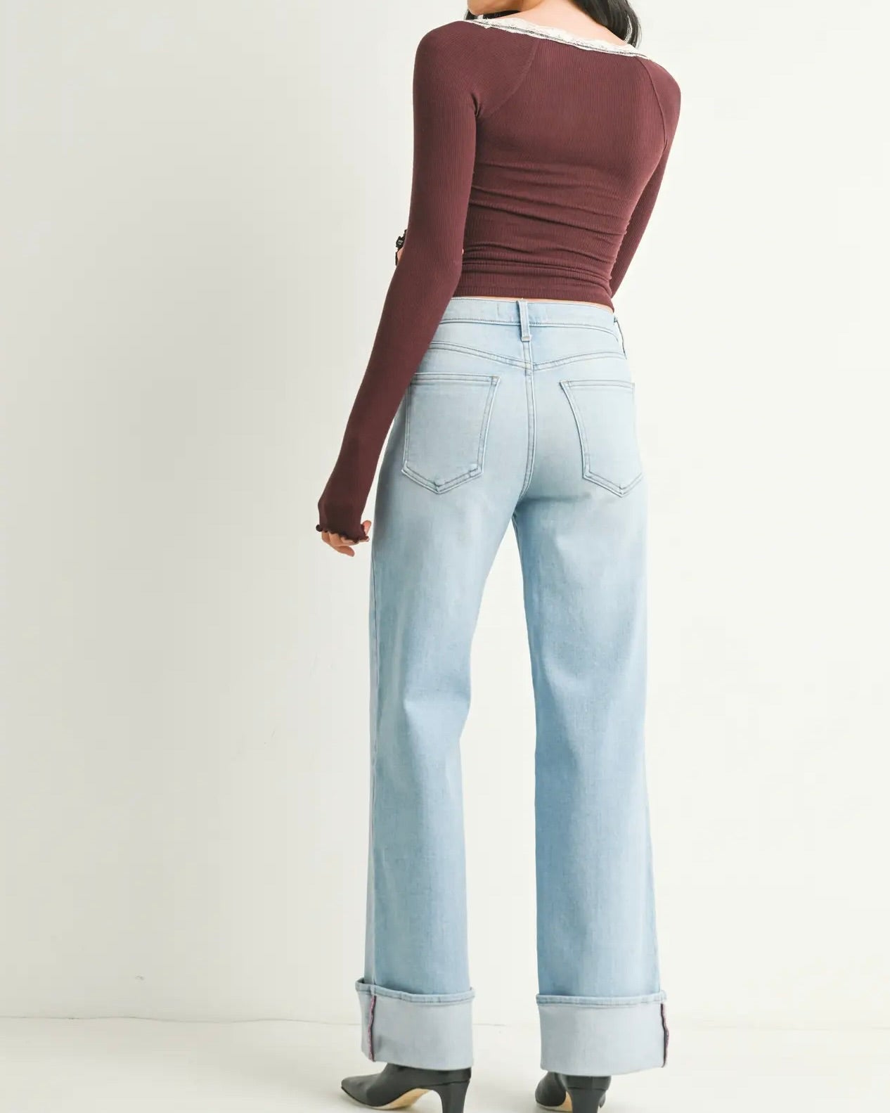 JBD Cuffed Palazzo Jeans