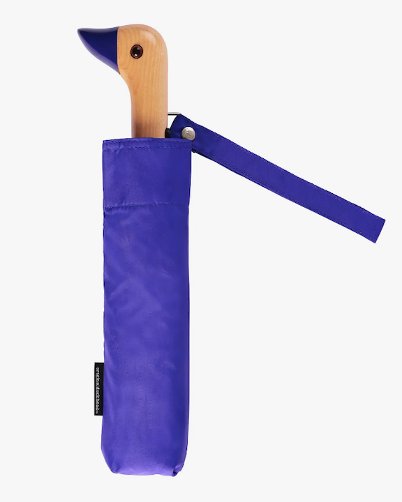 Image of Duckhead Compact Eco-Friendly Wind Resistant Umbrella In Royal Blue On A White Background