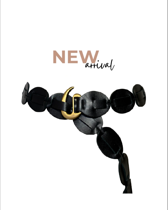 Black and gold bracelet with 'NEW arrival' text on a white background