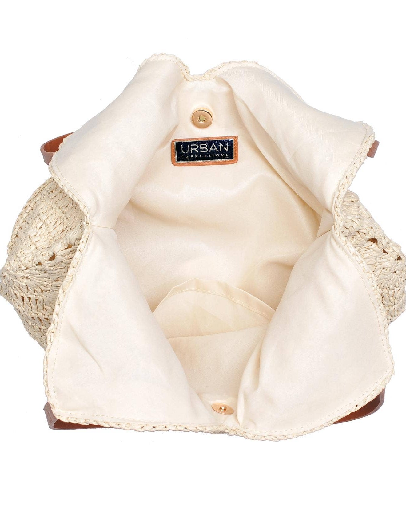 Beige pet bed with a woven base and 'Urban' label on a white background