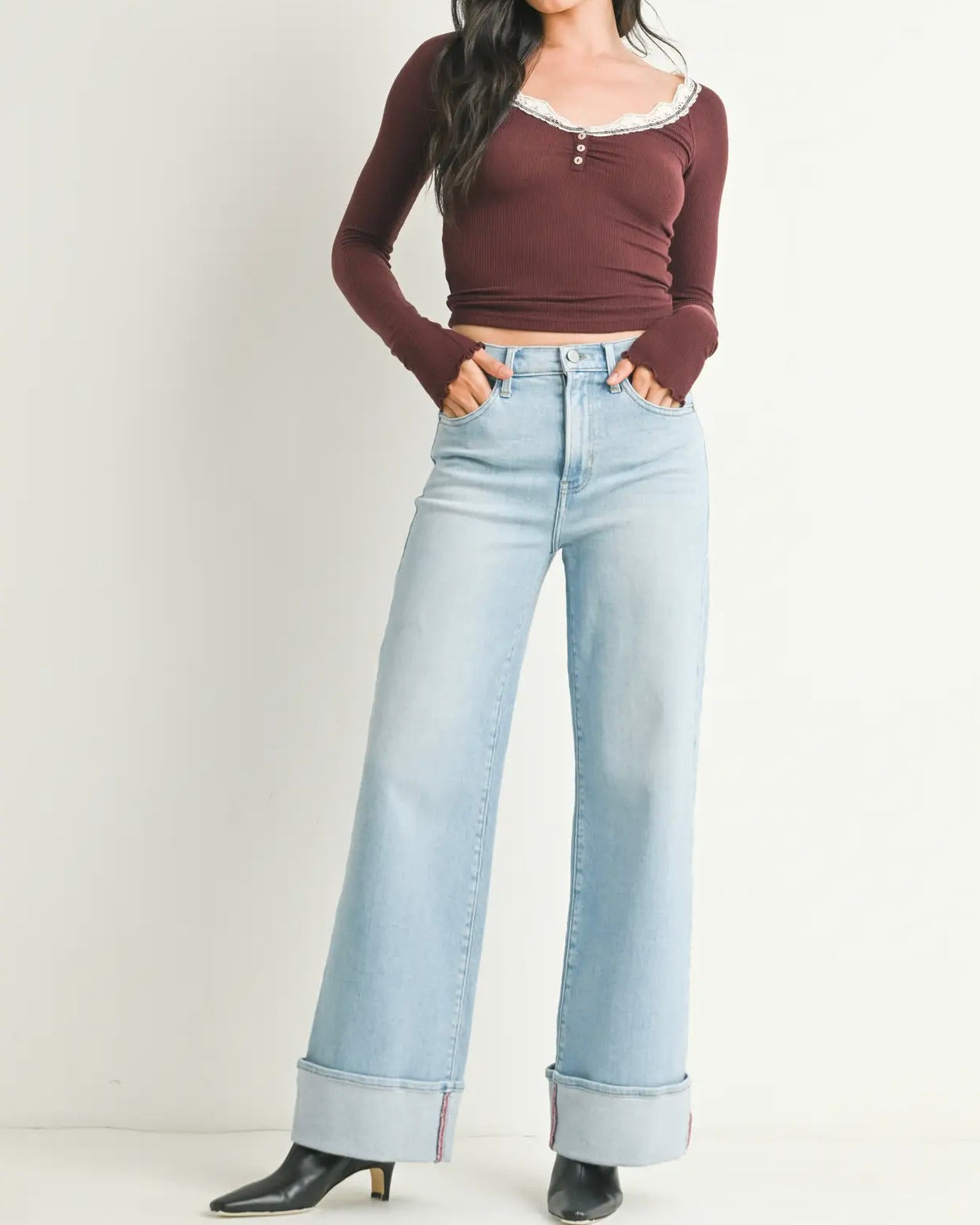 JBD Cuffed Palazzo Jeans
