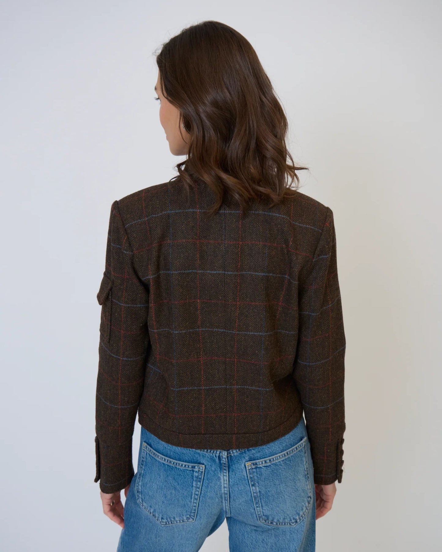 Eden Plaid Military Jacket | Brown
