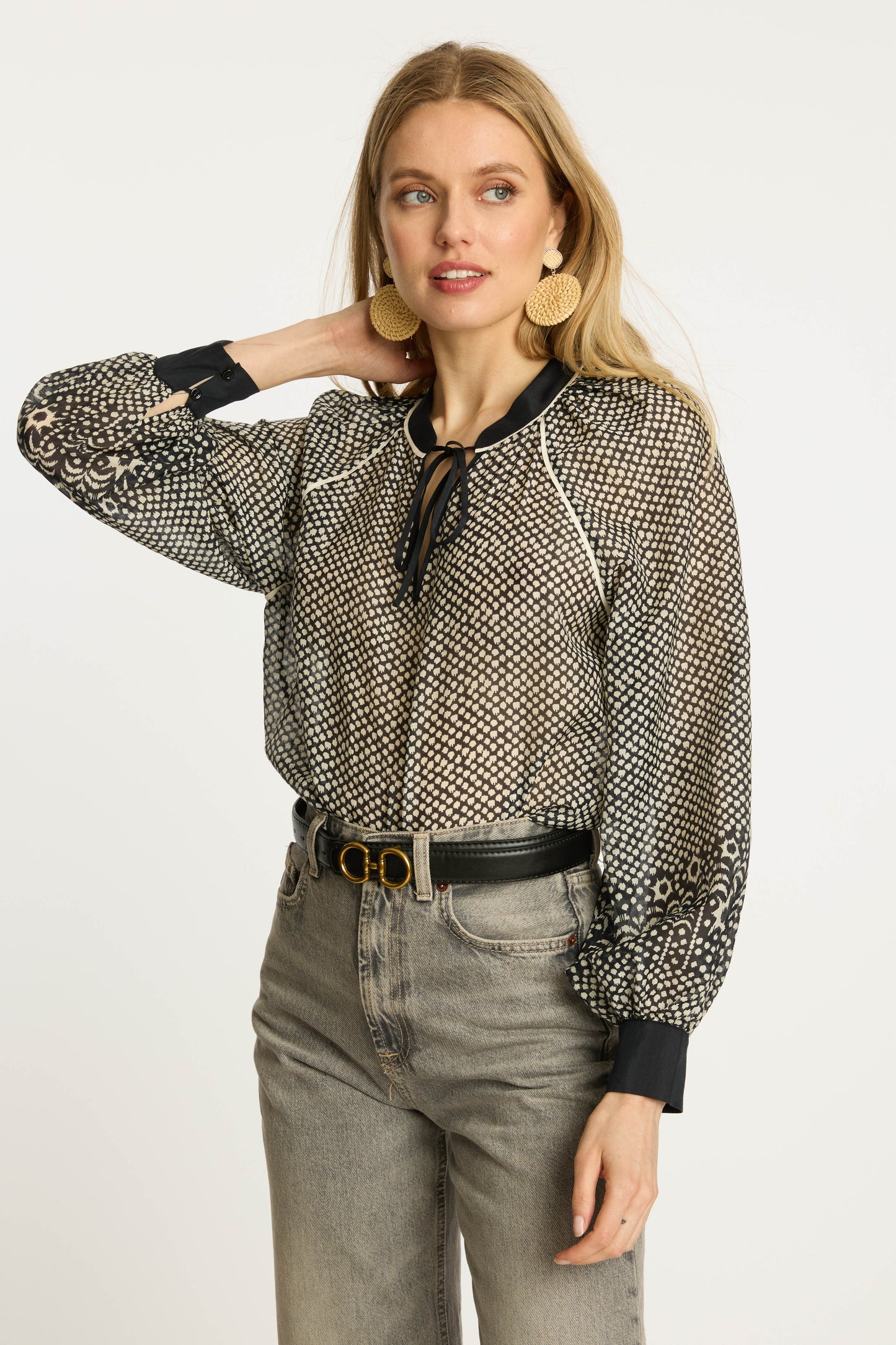 Sophie Top in Indigo Dot