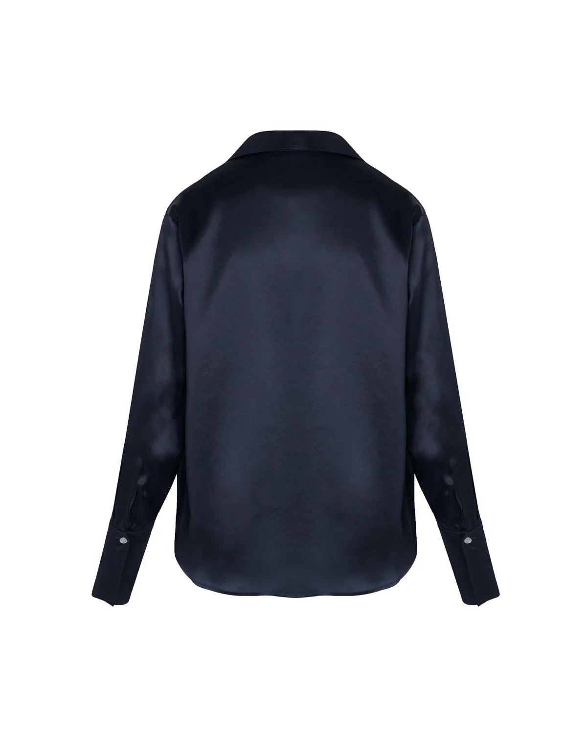 The Daria French Cuff blouse in Midnight against a white background.