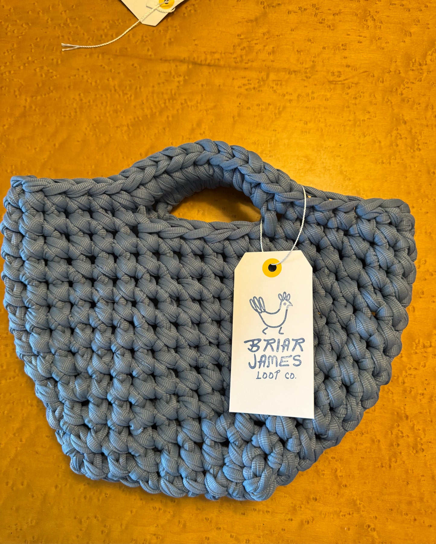 Crochet Basket Tote-Blue