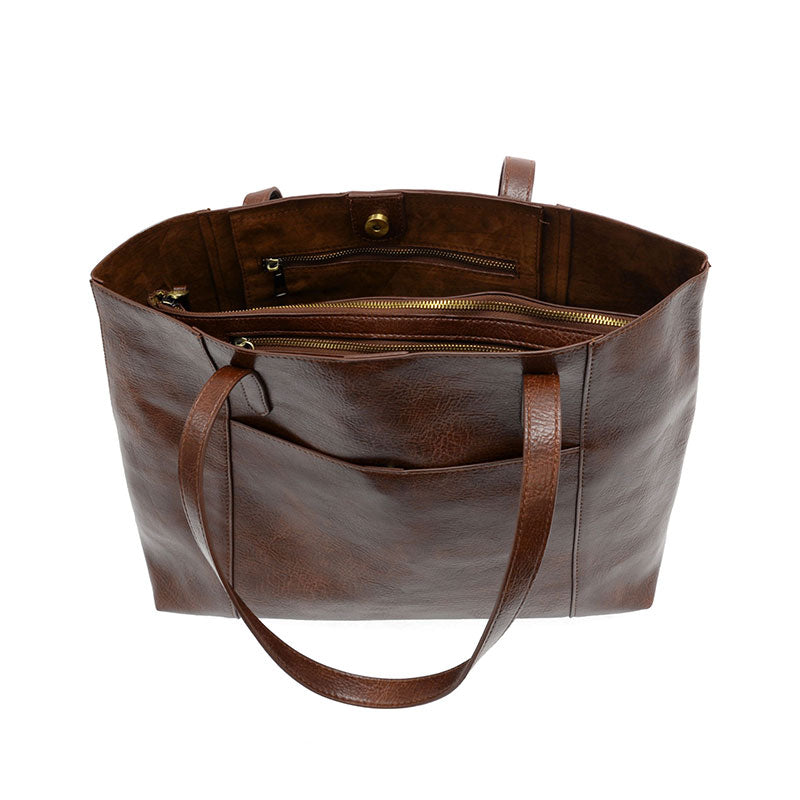 Hickory vegan leather laptop tote against a white background.