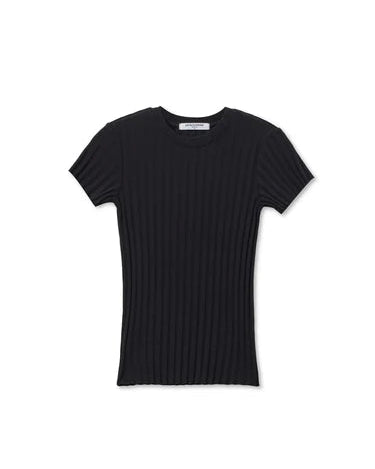 Black ribbed t-shirt on a white background