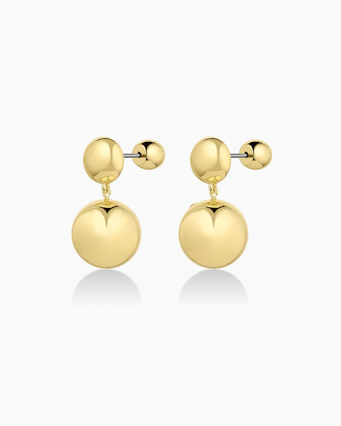 Image of Gorjana Newport gold drop earrings on a white background