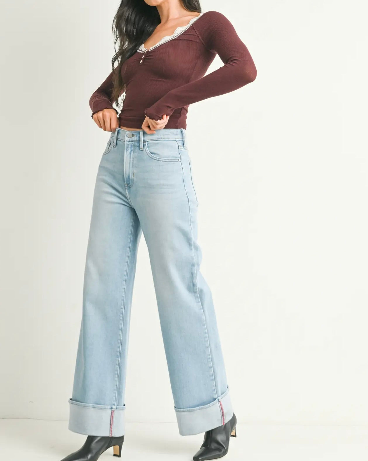 JBD Cuffed Palazzo Jeans