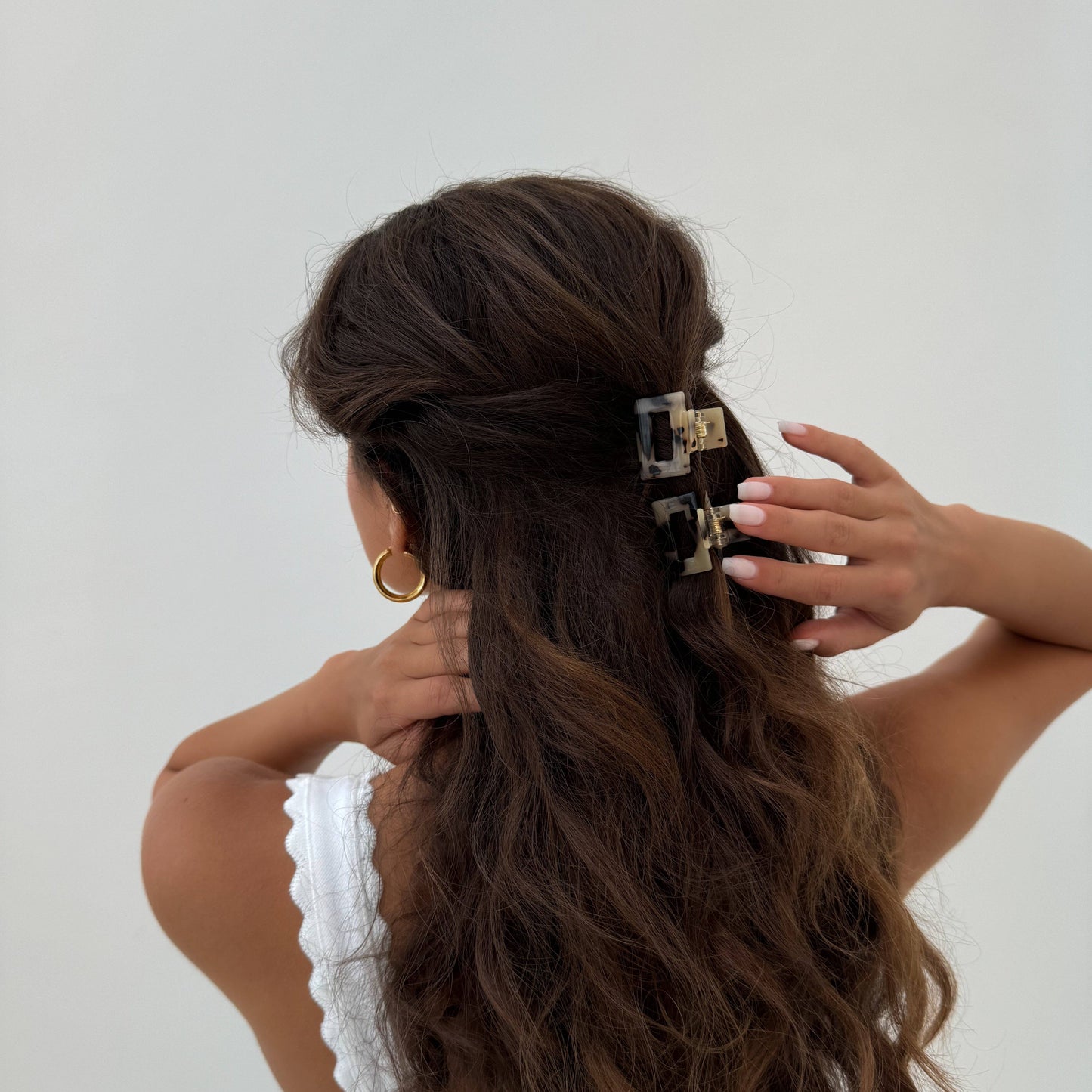 Acetate 2 Pk Mini Square Claws - Tortoise