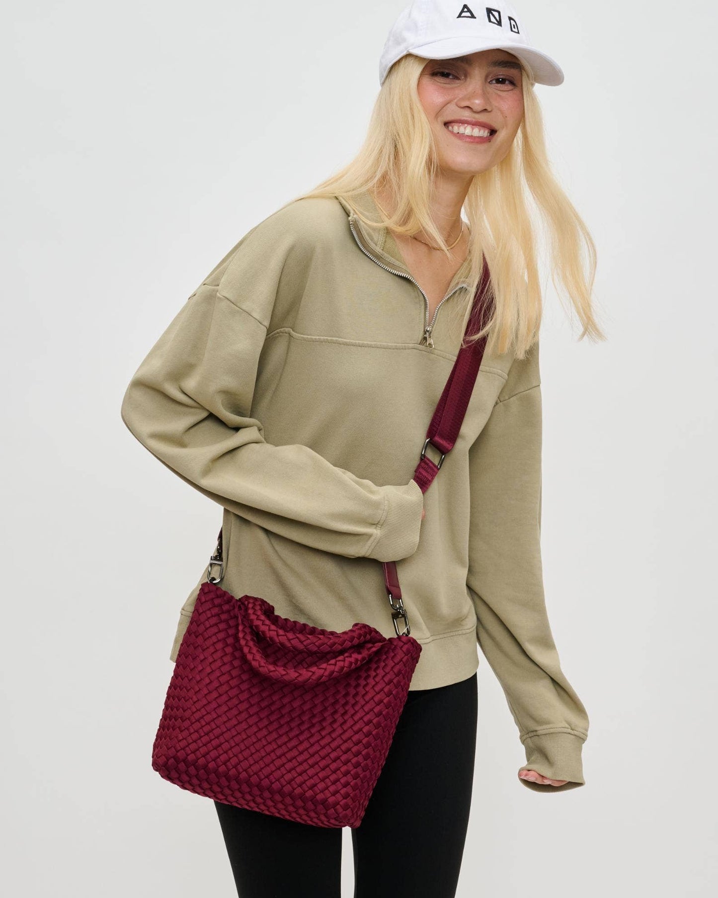 Sky's The Limit - Woven Neoprene Small Crossbody: Wine