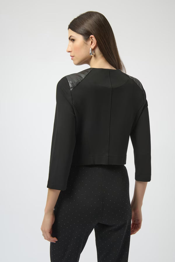 Cropped Vegan Leather Jacket | Black