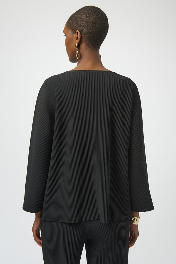 Pleated Scuba Crepe Boxy Top | Black