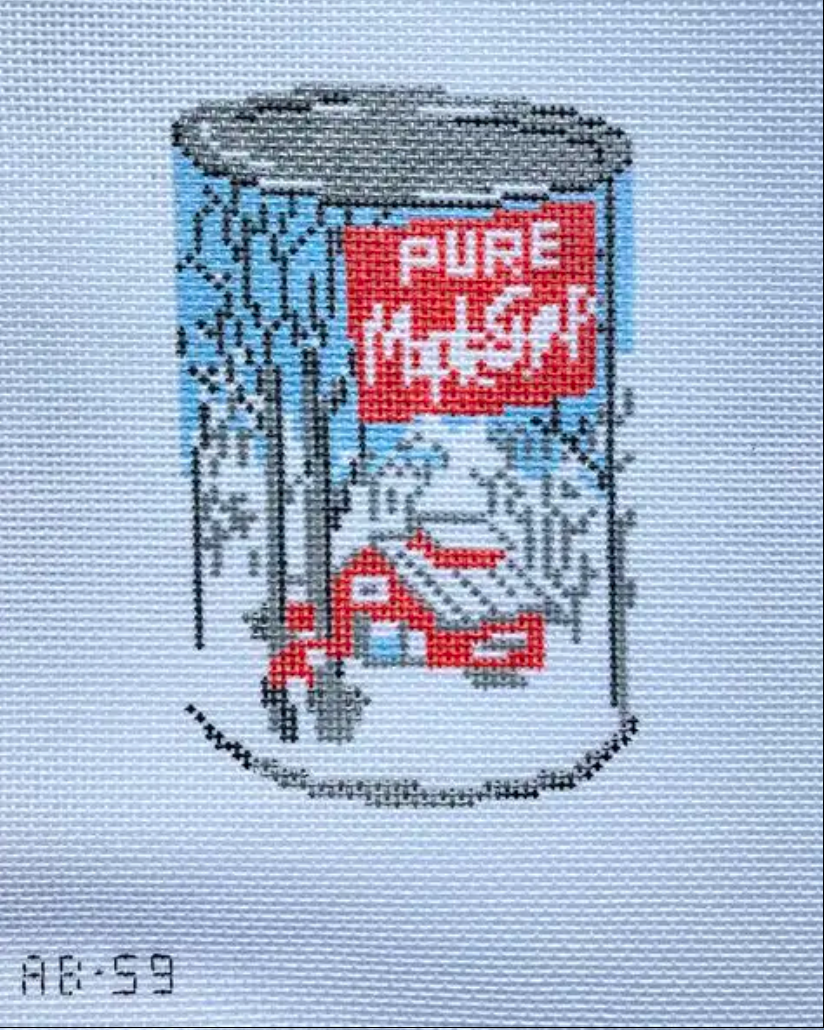 Image of Vintage Maple Syrup Can Needlepoint kit on a white background