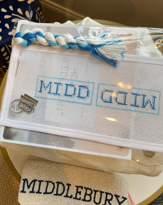 image of Middlebury College "MIDD" key fob needlepoint kit