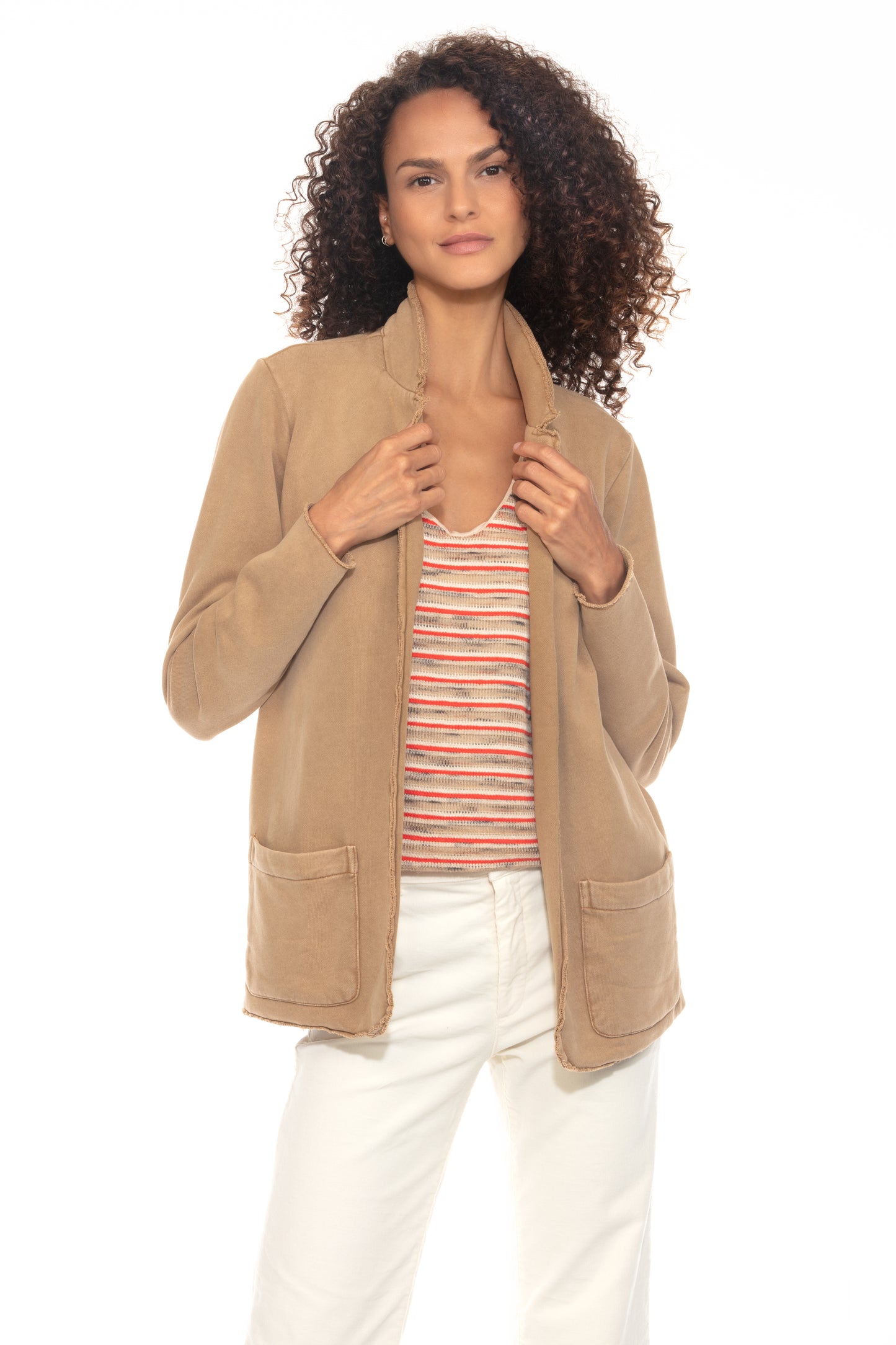 COTTON CASHMERE TERRY RAW EDGE "PARKER" BLAZER
