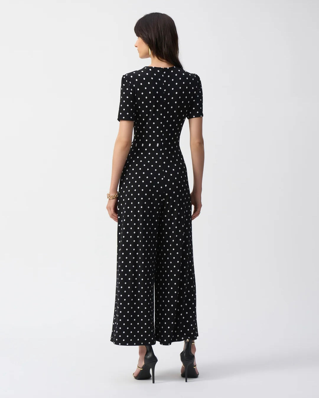 Joseph Ribkoff Silky Knit Dot Print Wrap Culotte Jumpsuit