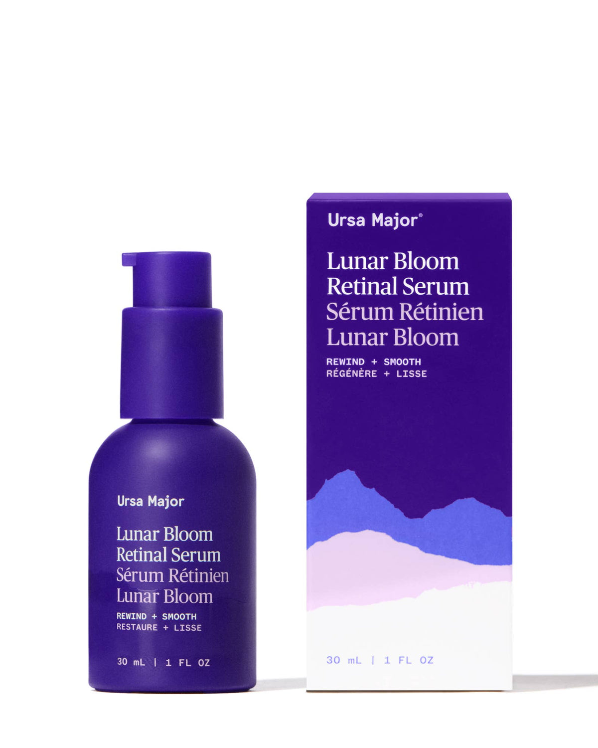 Ursa Major Lunar Bloom Retinal Serum with packaging on a white background
