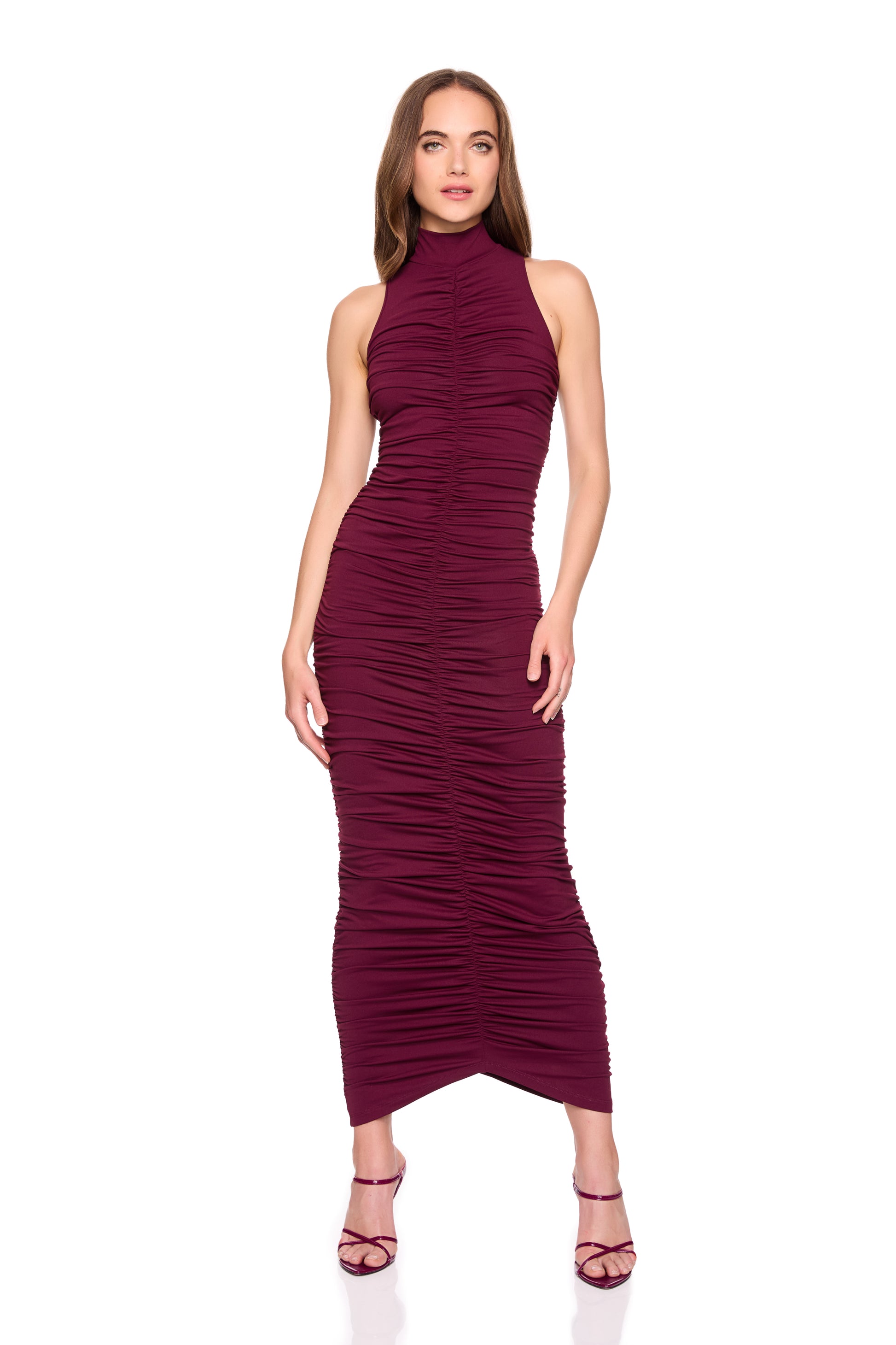 carryover gathered mocked center dress 34"