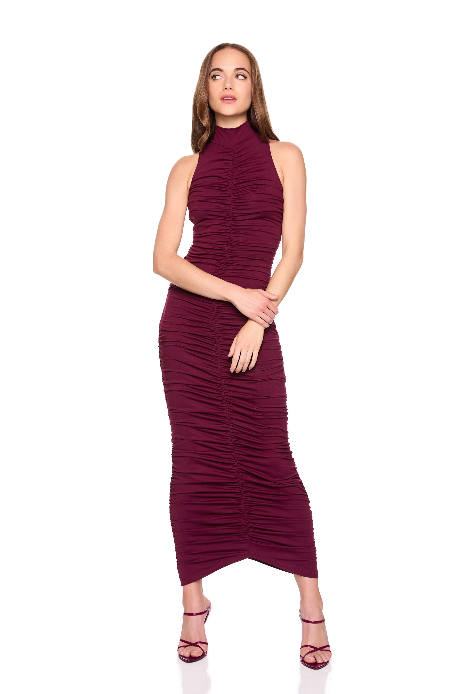 carryover gathered mocked center dress 34"