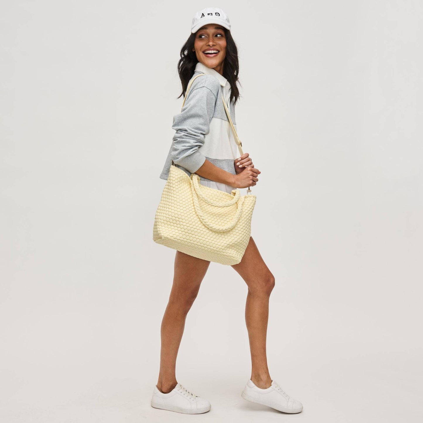Sky's The Limit - Medium Laced Up Eco-Edition Tote: Beige