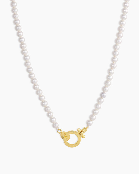 Gorjana Parker pearl necklace on a white background