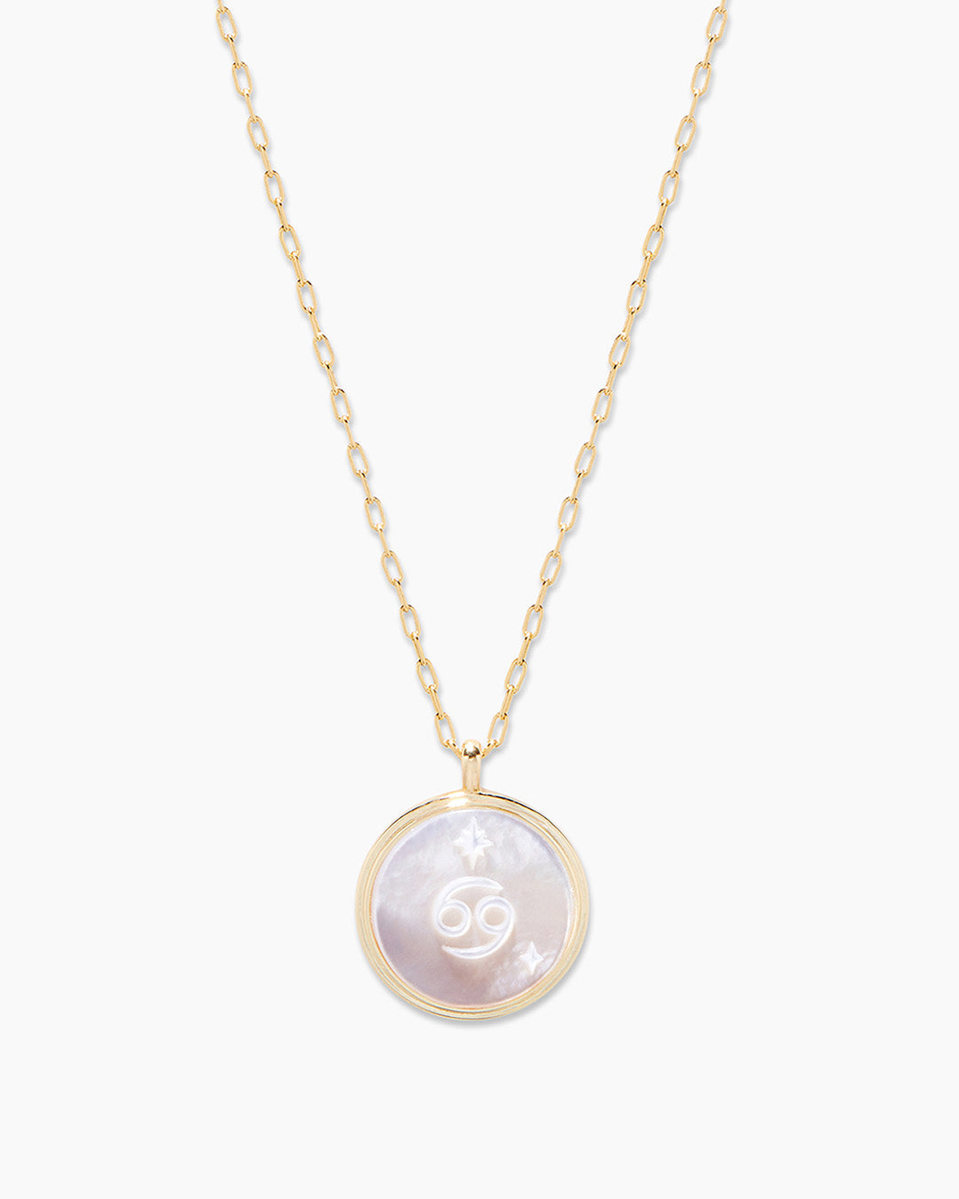 Image of Gorjana Zodiac Cancer sign necklace on a white background
