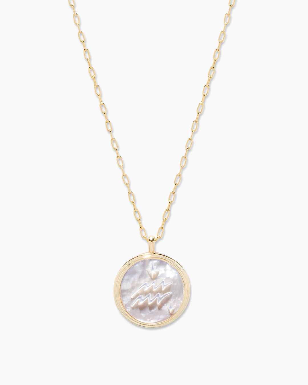 Gorjana Zodiac Necklace in Aquarius on a white background