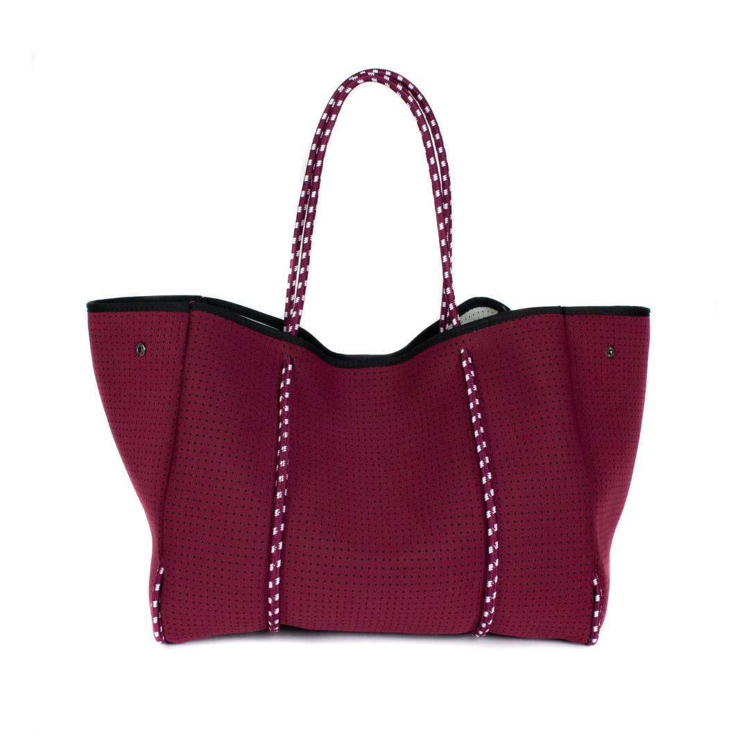 image of POPUPS burgundy everyday neoprene tote on a white background