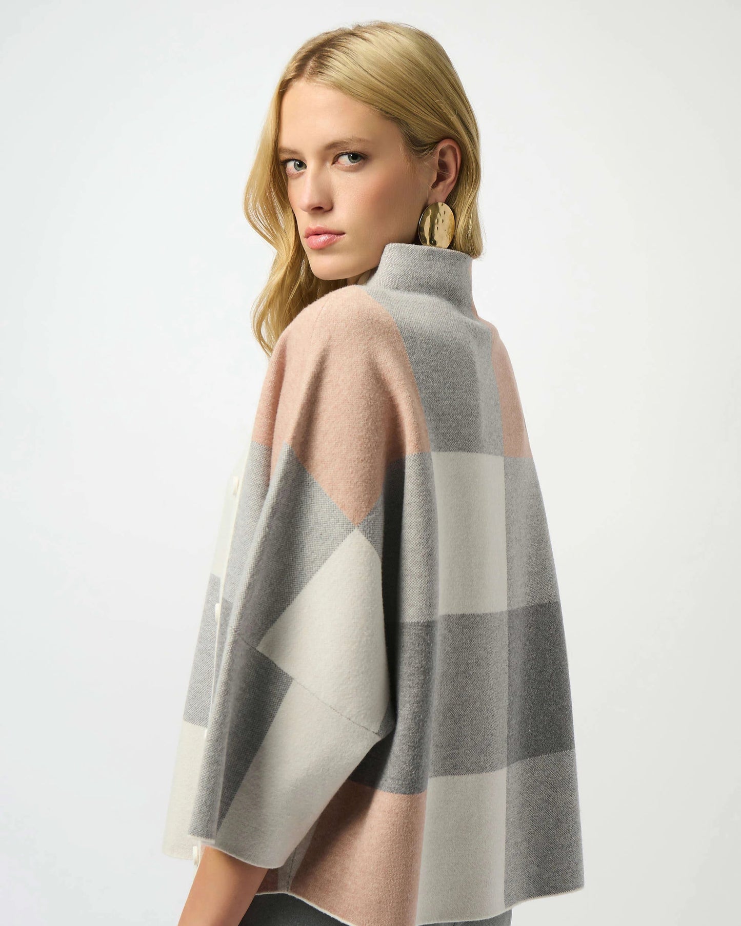 Plaid Jacquard Sweater Knit Top- Rose Multi