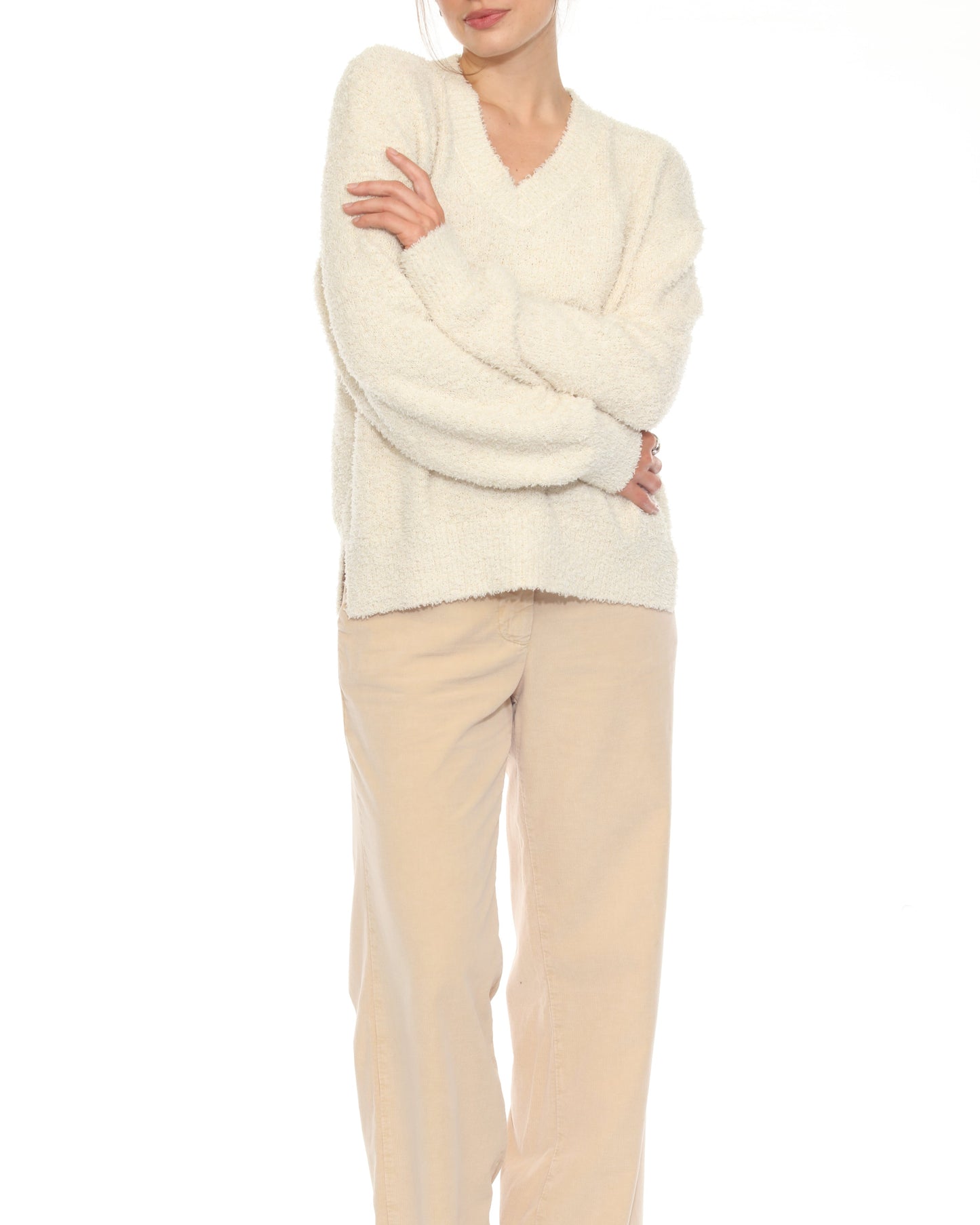 LUSH MELANGE V-NECK SWEATER