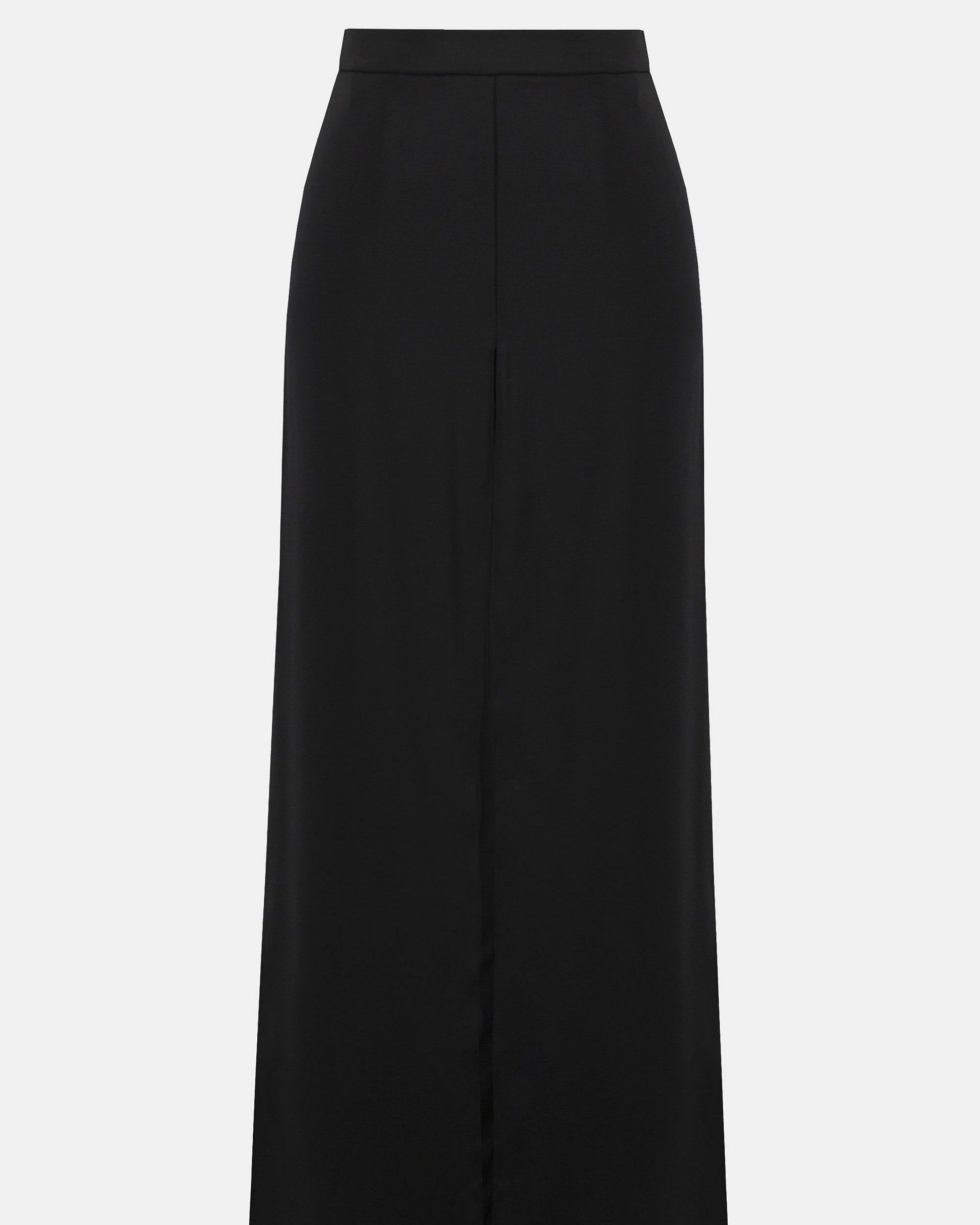 Black wide-leg pants on a white background