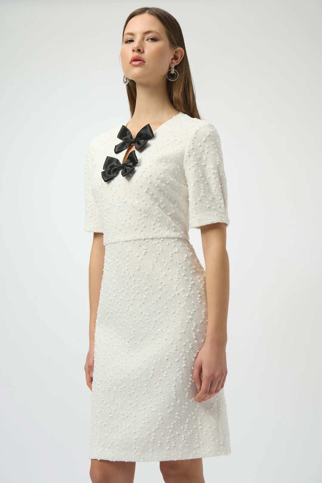 Shift Dress with Bow Detail | Winter White