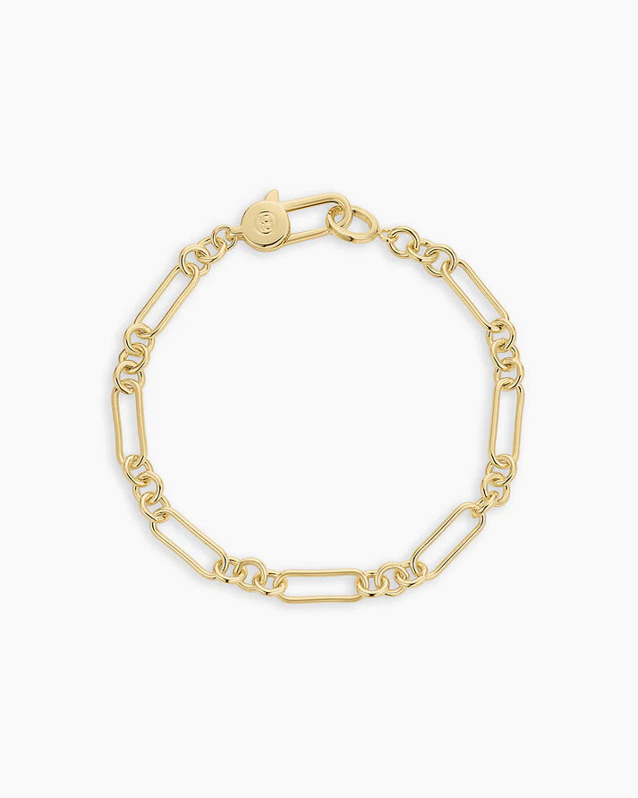 Gold chain bracelet on a white background