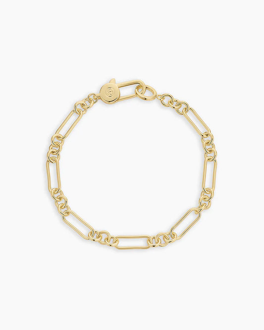 Gold chain bracelet on a white background