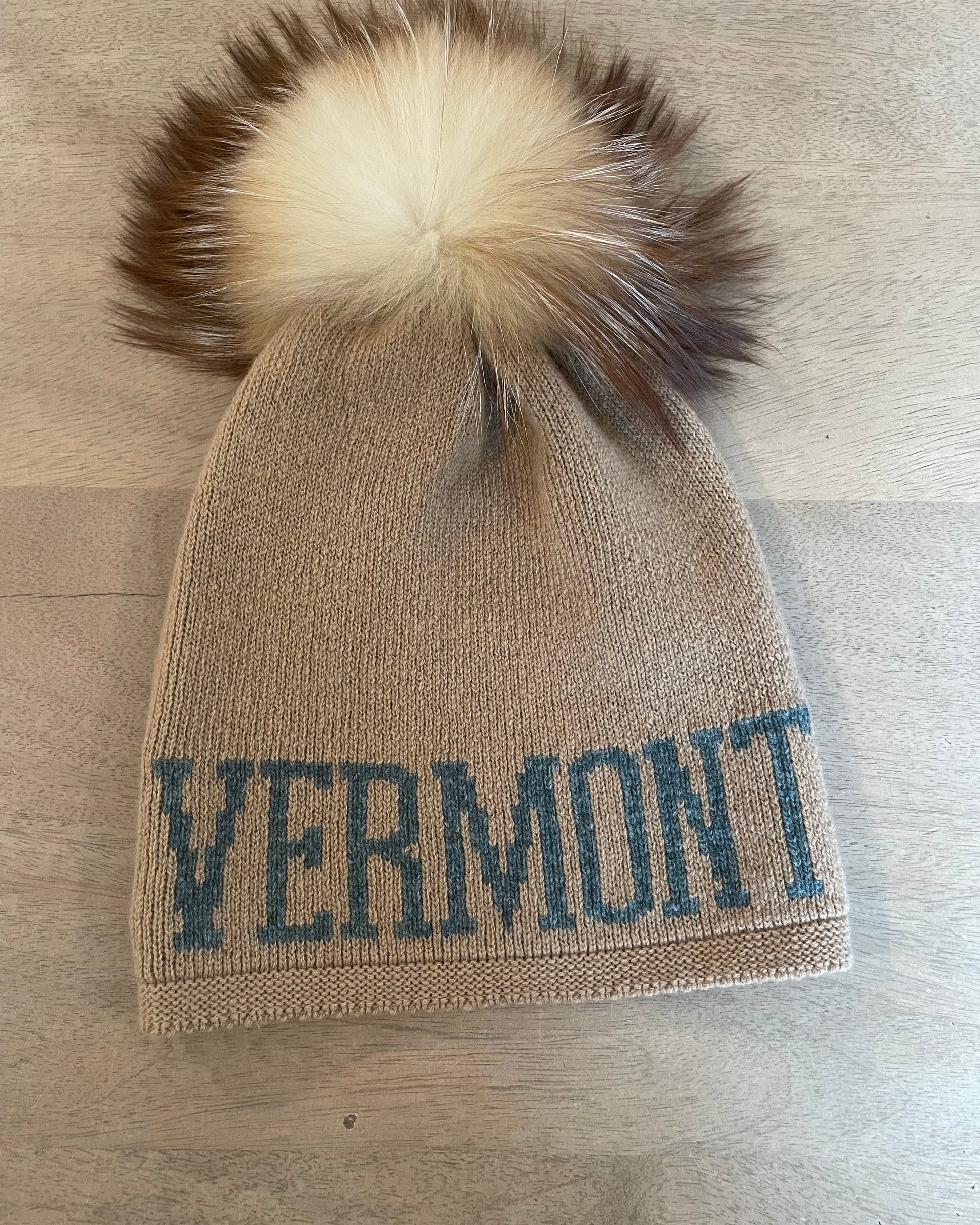 Image of VERMONT Pom Pom Hat in Camel Color 