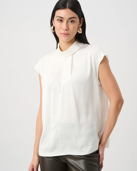 Recycled Satin T-Neck Top