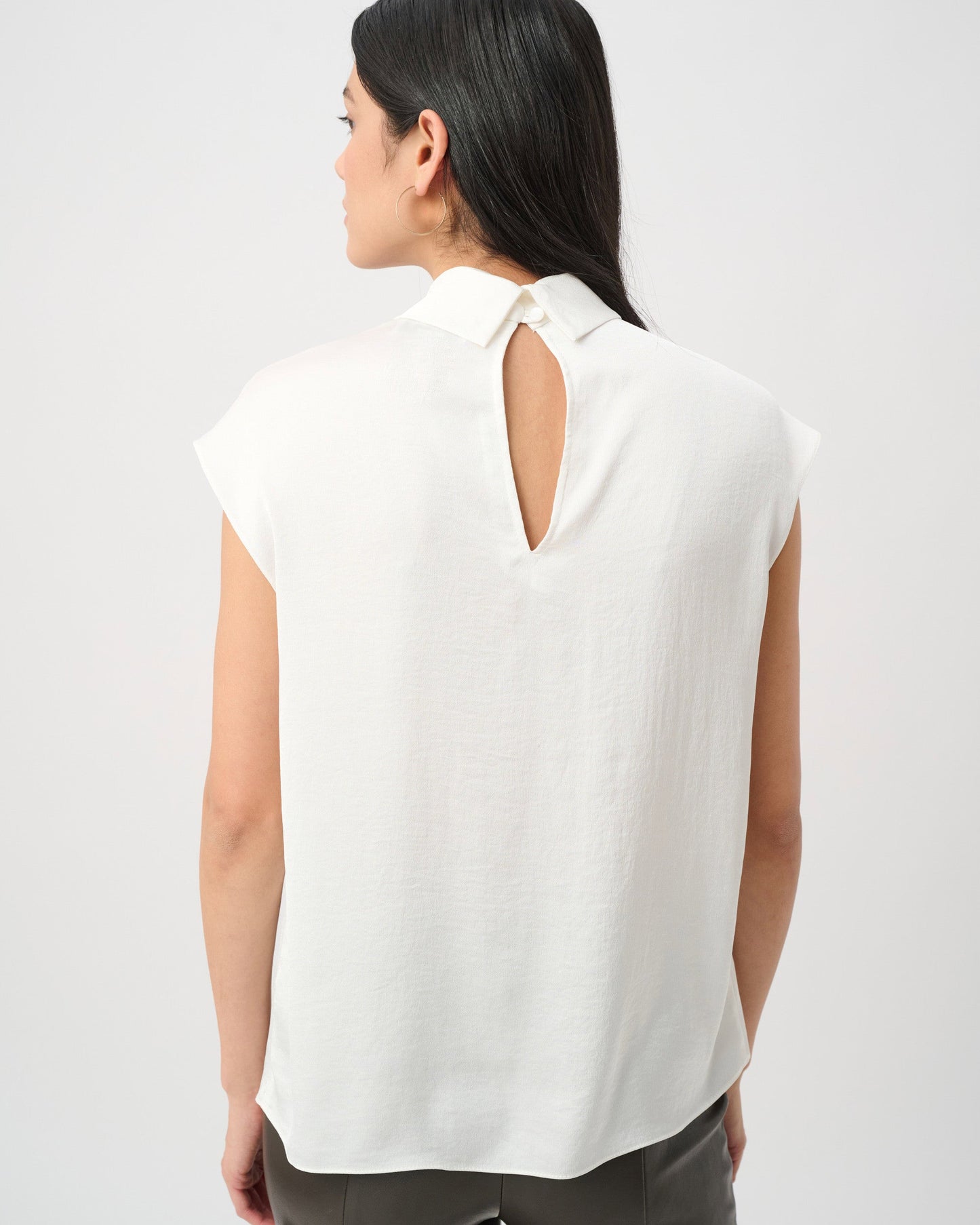 Recycled Satin T-Neck Top