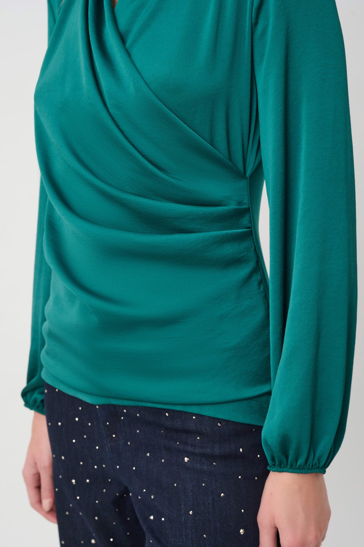 Recycled Satin Faux-Wrap Top