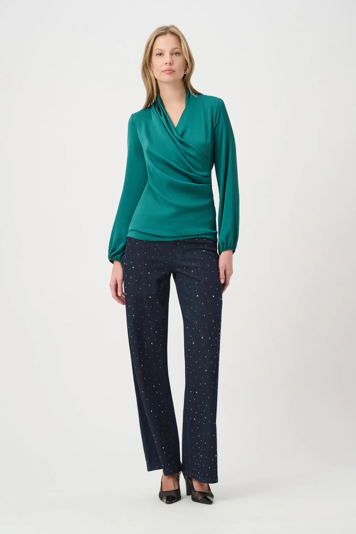 Recycled Satin Faux-Wrap Top