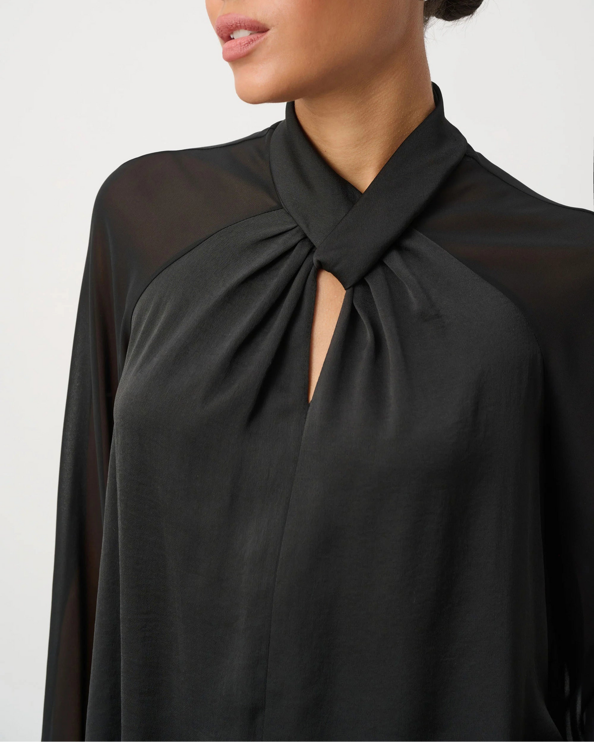 Satin Top with Chiffon Sleeves
