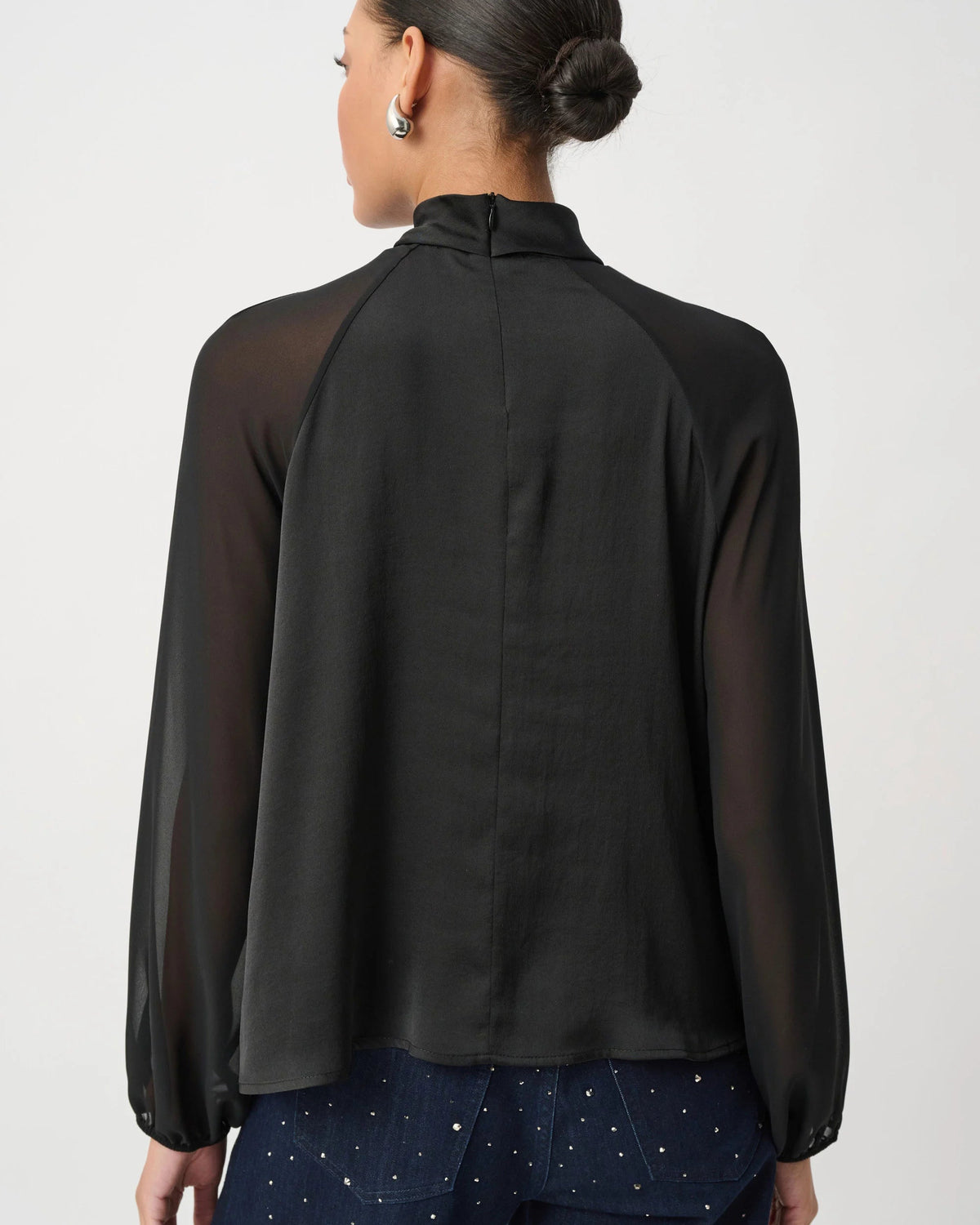 Satin Top with Chiffon Sleeves