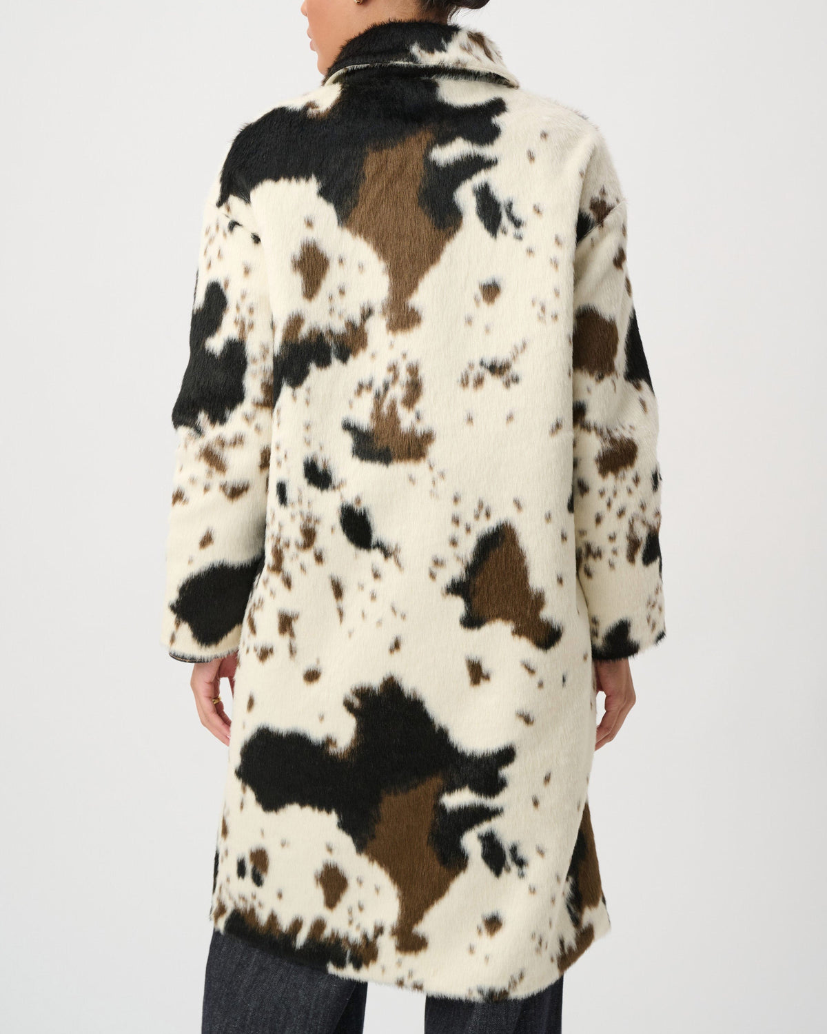 Faux Fur Cow Print Coat