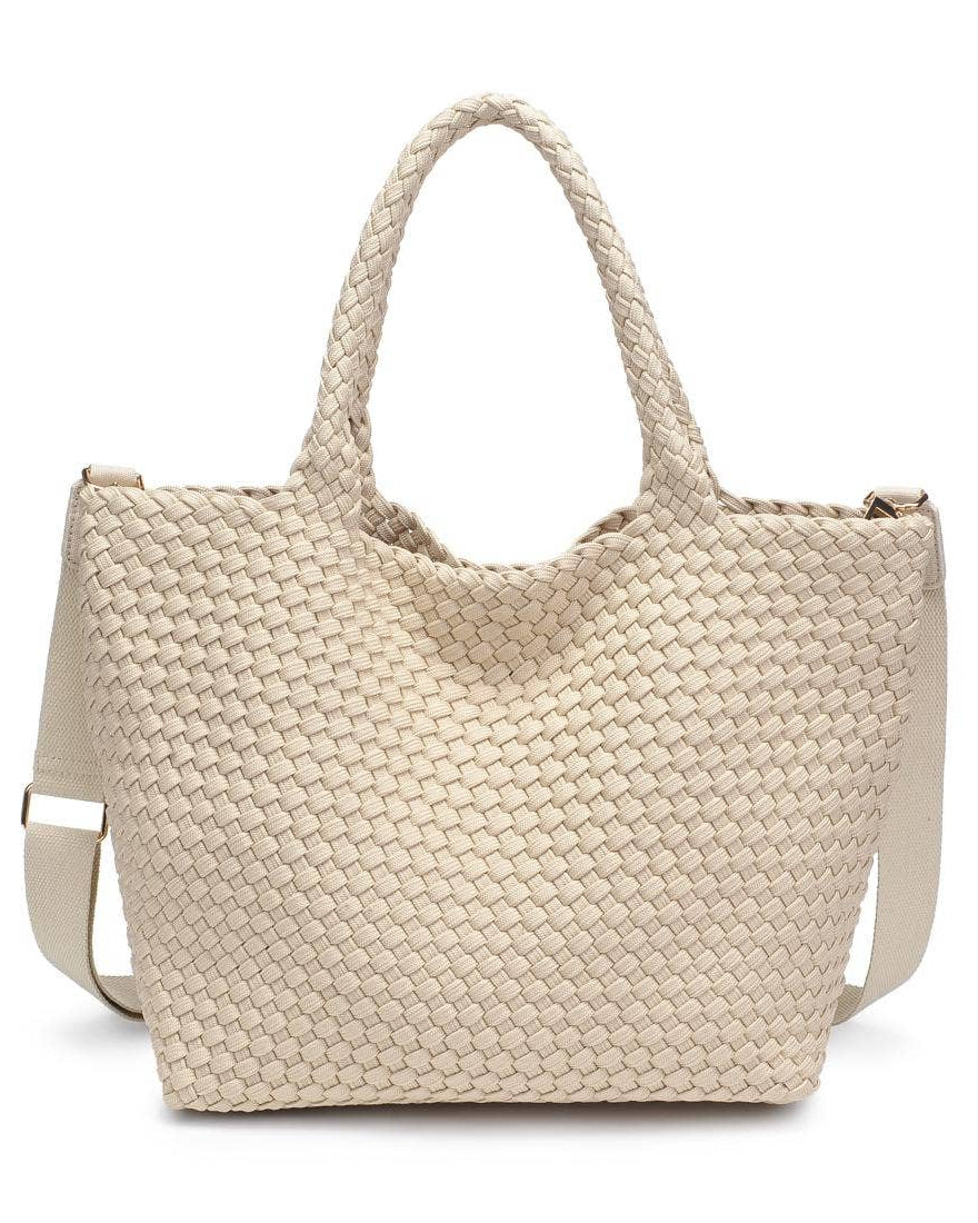 Sky's The Limit - Medium Laced Up Eco-Edition Tote: Beige